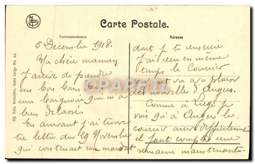 Liège — Universidade e estátua de André Dumont — N. Leus, Série No. 85 - Verso