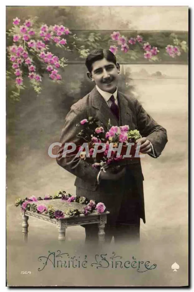 Jungmann mit Blumenstrauß — anonymer Verleger, Nr. 564 - Vorderseite