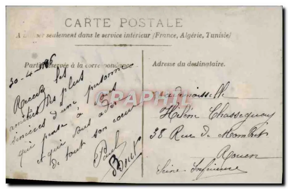 Flores e caligrafia — carta postal decorativa — editor não visível - Verso