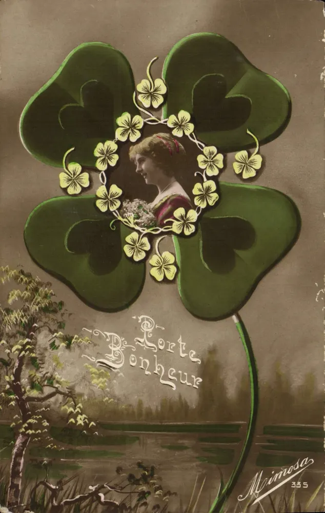 Vierblättrige Kleeblüte — Glück — Verlag Maimosa, Nr. 335 - Vorderseite