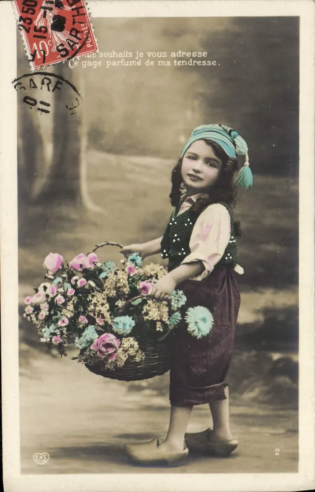 Menina segurando um cesto de flores — editor EAS, n°2 - Frente