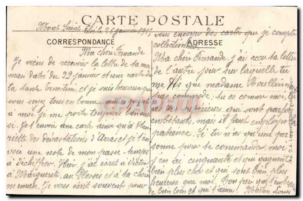 Arras — St-Jean-Krankenhaus nach Bombardement — Édit Charles Leduc N° 49 - Rückseite