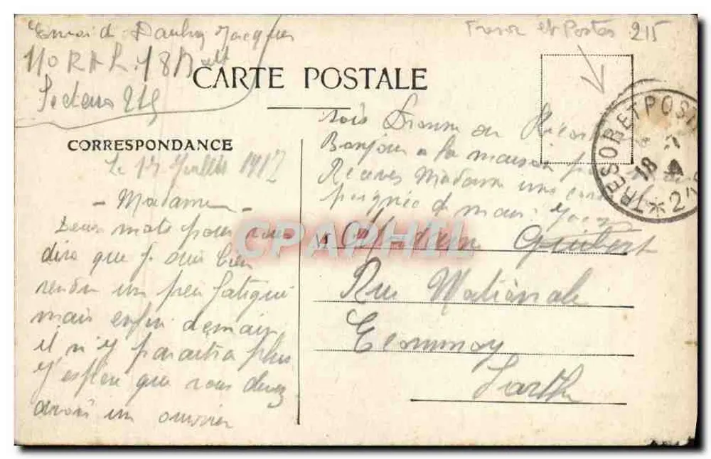 Französische Soldaten in Verdun — Erbeutete deutsche Granate — Ausgabe J. Mallet, Paris, Nr. 8 - Rückseite