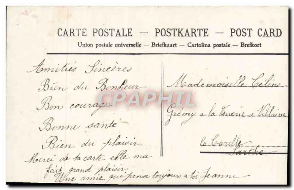 Menina segurando um cesto de flores — editor Union postale universelle, número de série não visível - Verso