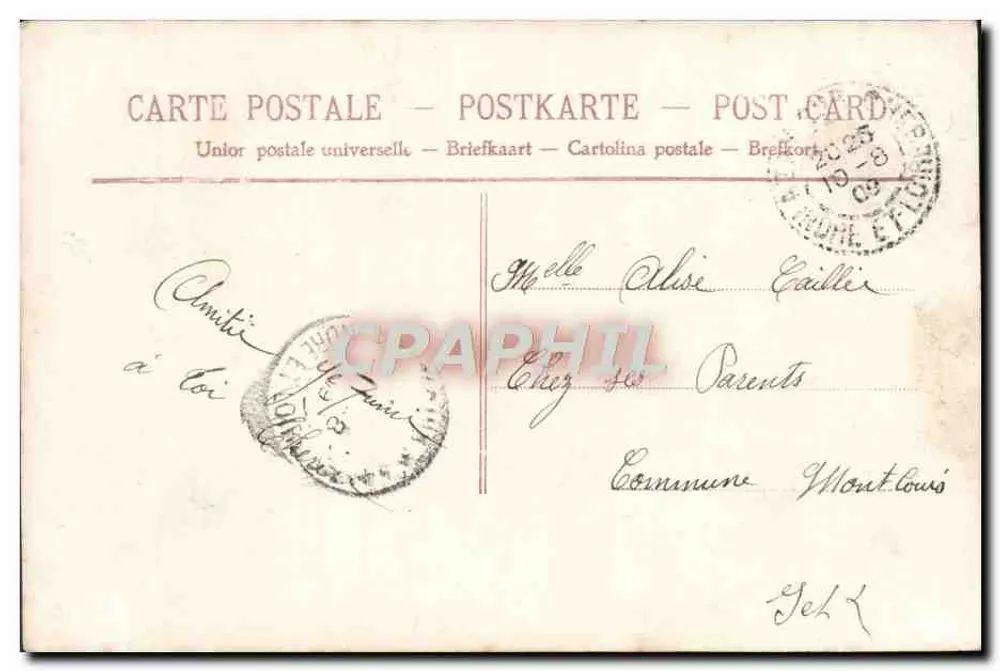 Frau im grünen Kleid — Rosenstrauß — Verlag Mille Baisers Nr. 4003 - Rückseite
