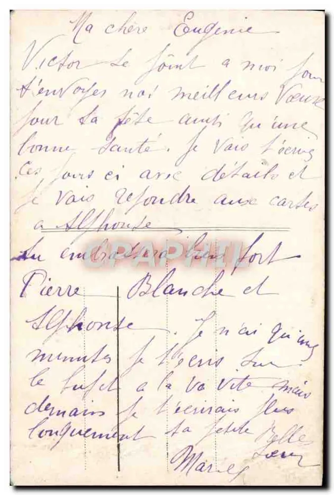 Jeune femme en robe fleurie et chapeau décoré — Bonne Fête — éditeur PARIS, n° 259 - Rückseite