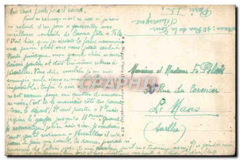 Krajobraz rzeki z różami — wydawca Noyer Paris - Rewers