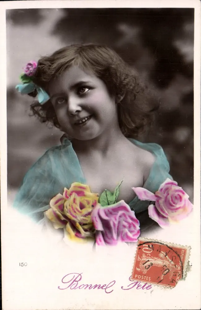 Menina sorridente com rosas — Bonnel Jete, n°150 - Frente