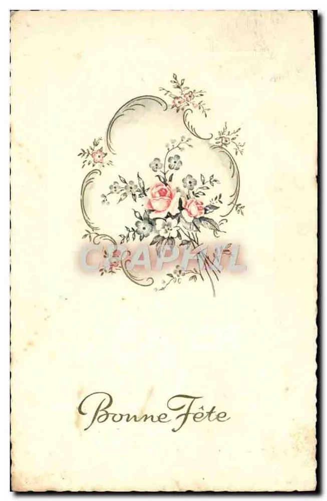 Boa Festa — cartão postal decorado com rosas — Chapphil - Frente