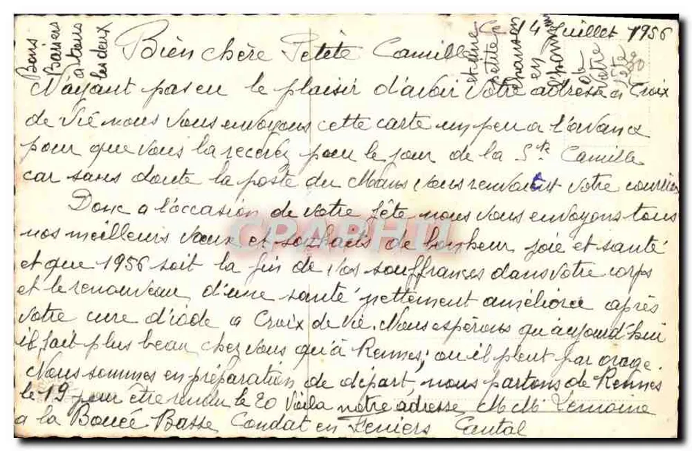 Boa Festa — cartão postal decorado com rosas — Chapphil - Verso
