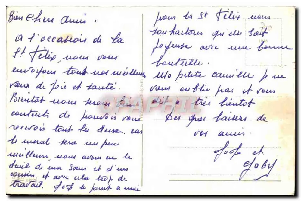 Arranjo de rosas — Boa Festa — carta postal - Verso