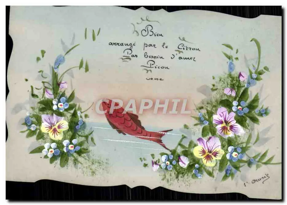 Roter Fisch — Blumendekor — l'Ourigé - Vorderseite
