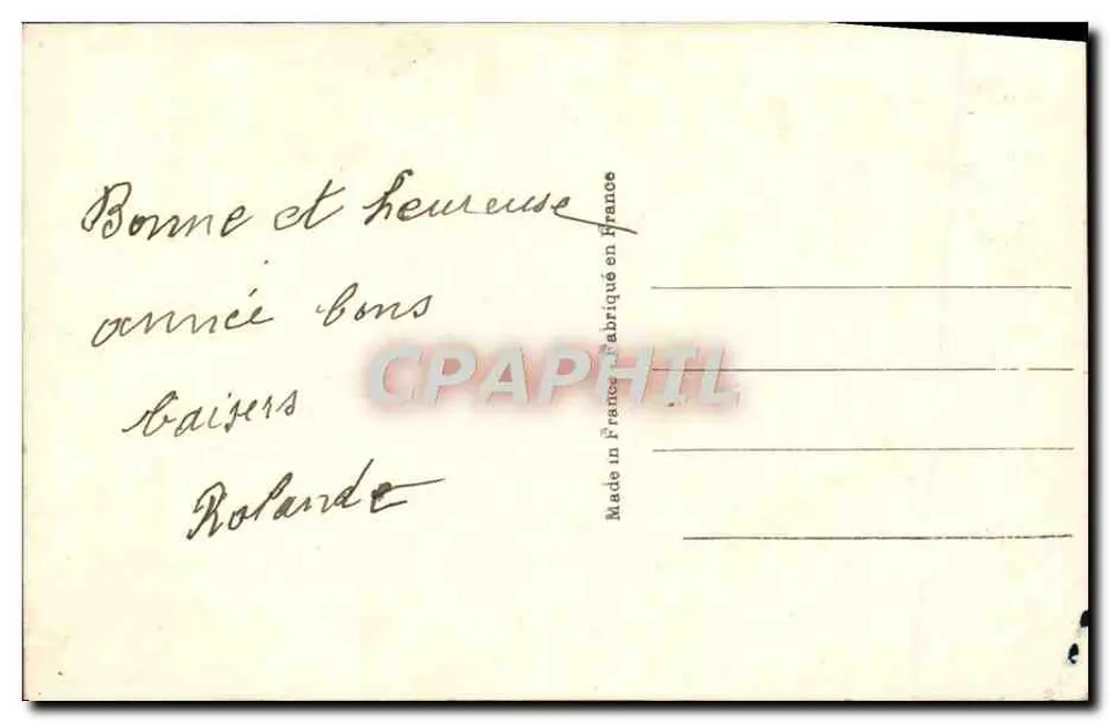 Menina com vestido amarelo e chapéu preto — Boa Ano — Série 0826, editor S. (Paris) - Verso