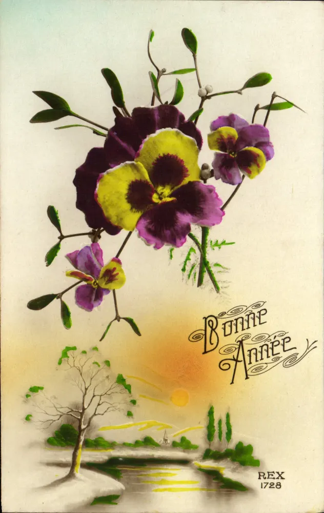 Flores de primavera e amoras — Boa Ano — REX 1728 - Frente