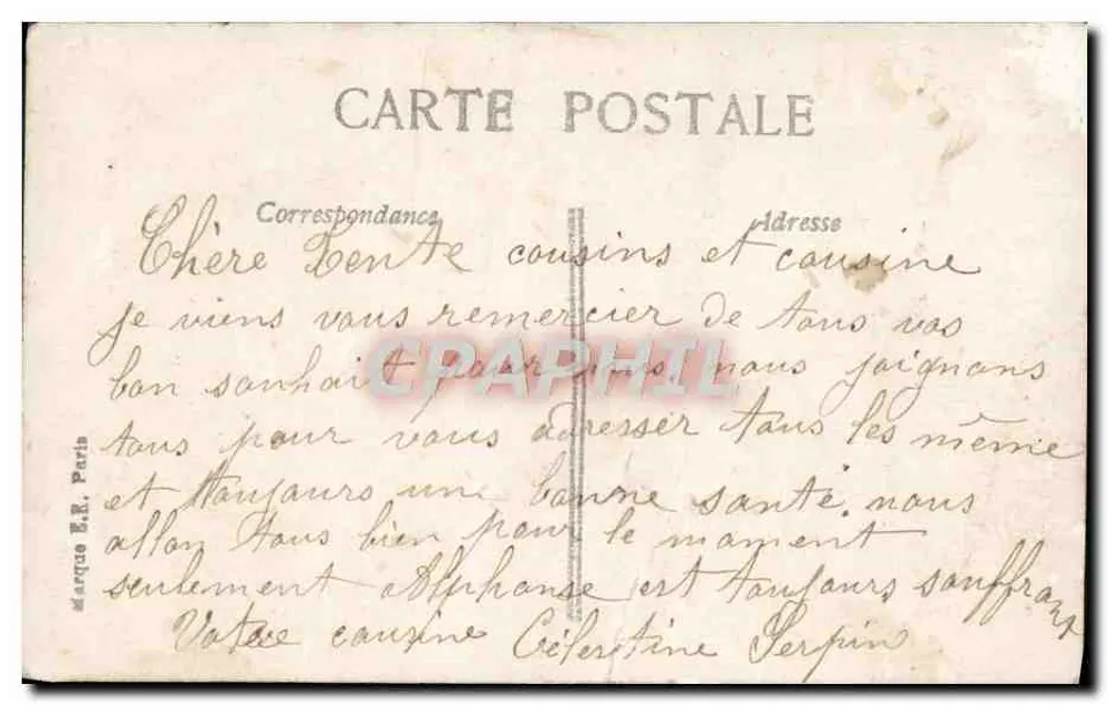 Junge Frau in hellblauer Robe — mit Blumenstrauß — Verlag E.R. Paris, Nr. 2429 - Rückseite