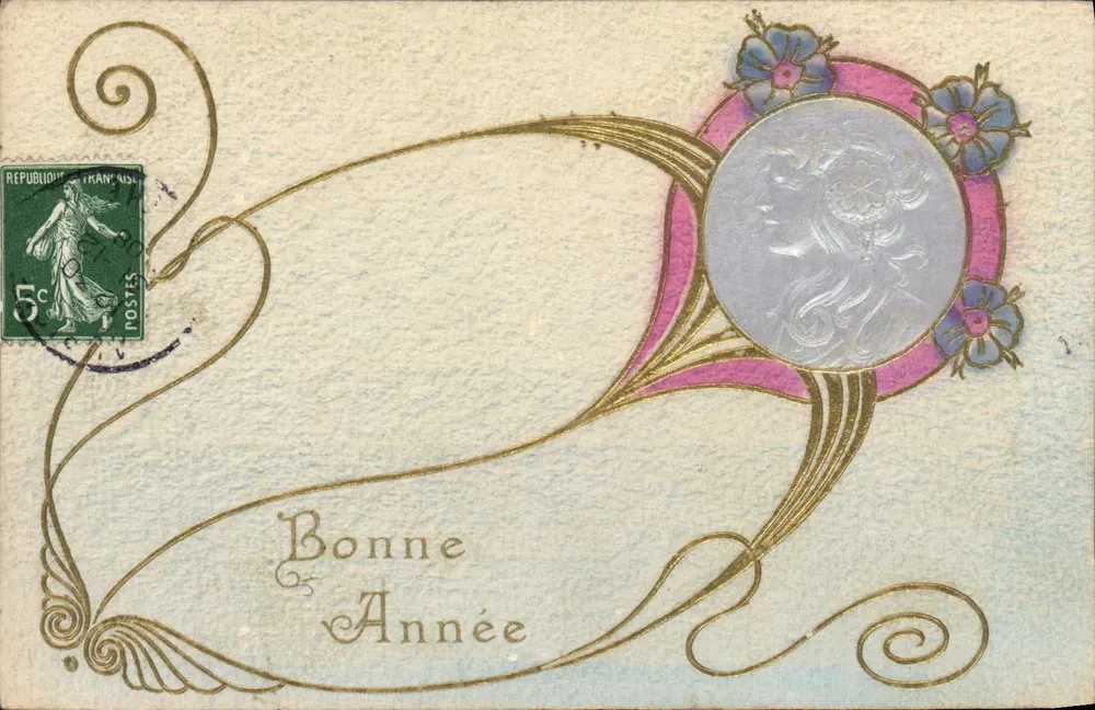 Gutes Jahr — Art Nouveau — unbekannter Verlag, Seriennummer nicht sichtbar - Vorderseite
