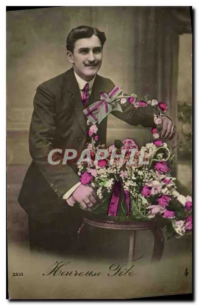 Porträt eines jungen Mannes — mit Blumenstrauß — Henri Reuso Foto, n°3510 - Vorderseite