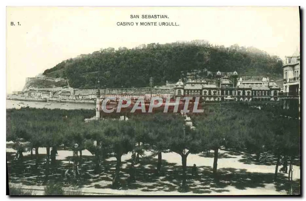 San Sebastián — Casino y Monte Urgull — Phototypia Hauser y Cía, Madrid, n° B.1 - Vorderseite