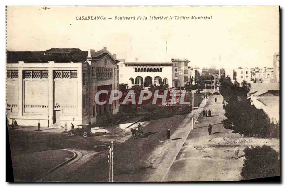 Casablanca — Boulevard de la Liberté und das Municipale Theater — Librairie Papeterie Arédits - Vorderseite