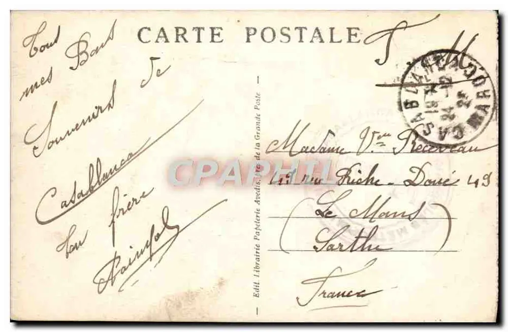 Casablanca — Boulevard de la Liberté und das Municipale Theater — Librairie Papeterie Arédits - Rückseite