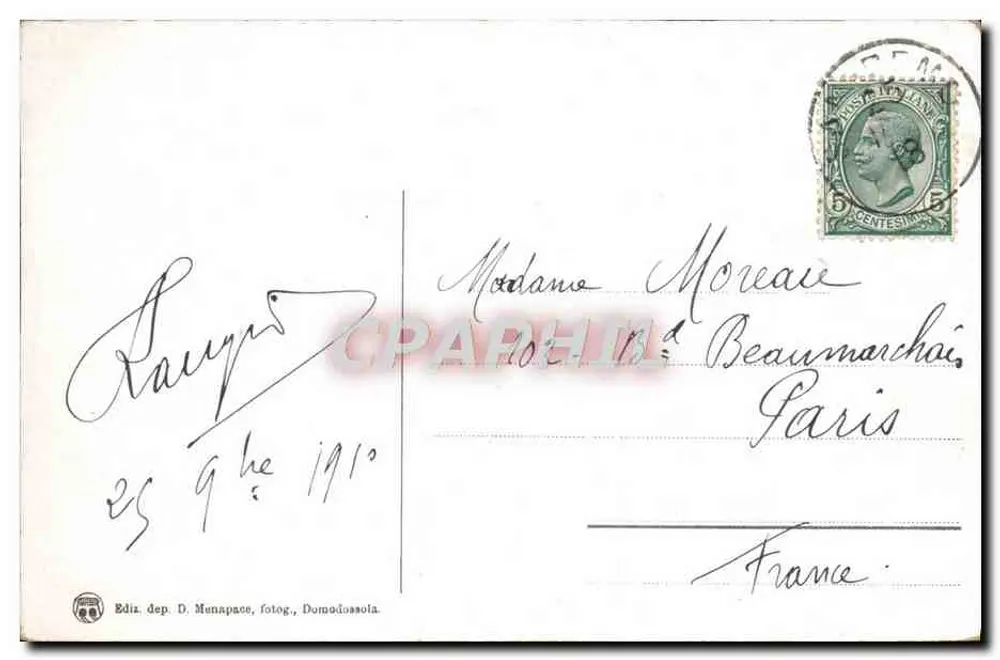 San Remo — Passeggiata e Panorama — Ediz. dep. D. Menapace, fotog. Domodossola, n° 1042 - Verso