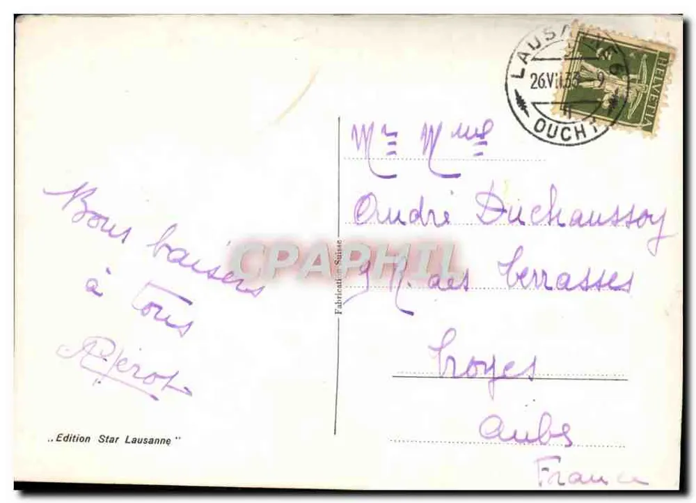 Lausanne — vue de la Tour Bel Air Métropole — Édition Star Lausanne n°37 - Rückseite