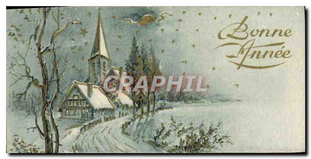 Schneeviertel — Kirche und Haus — Weihnachtskarte - Vorderseite
