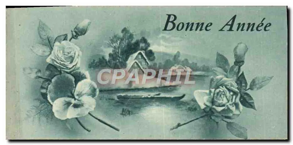 Scène de paysage — maison au bord d'un lac — éditeur non visible - Frente