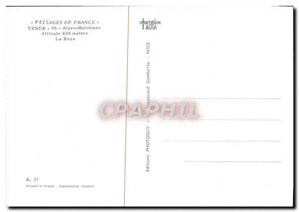 La Roya — Tende - Alpes-Maritimes — Edições Photoguy - Verso