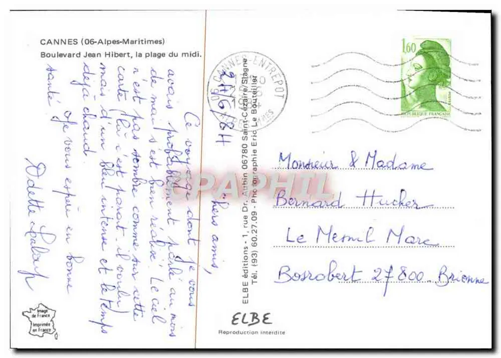 Cannes — Boulevard Jean Hibert, a praia do sul — ELBE edições - Verso