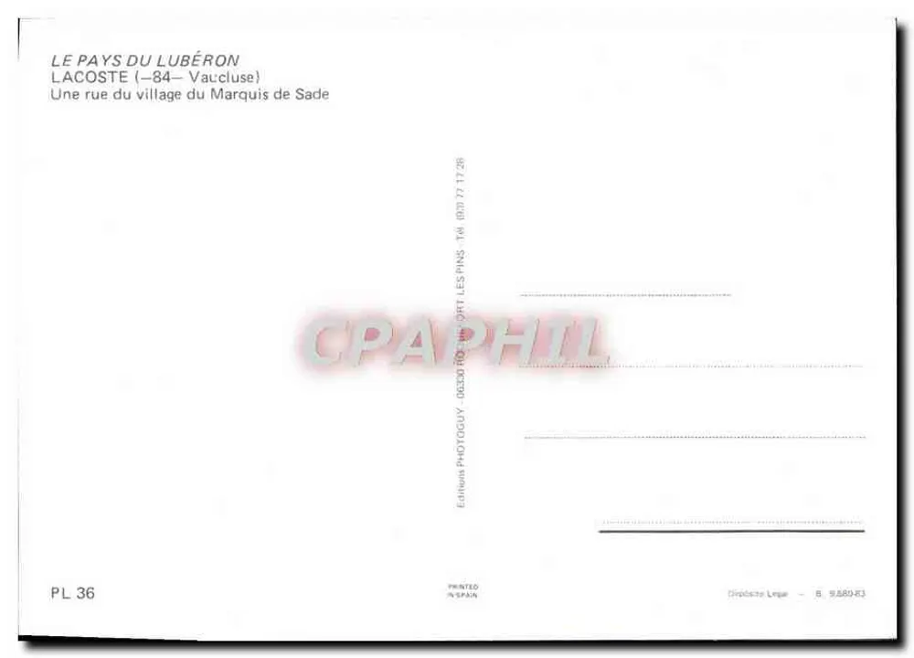 Lacoste — Ansicht des Lubéron-Gebiets — Edition Photoguy - Rückseite