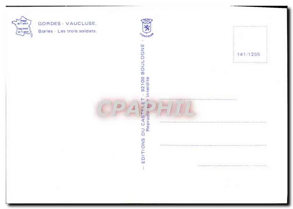 Borries - Os Três Soldados — Gordes - Vaucluse — Éditions du Castelet - Verso