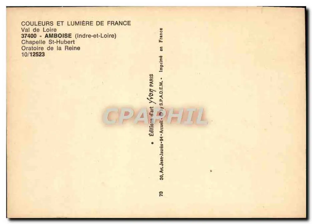 St-Hubert-Kapelle — Königin-Oratorium — Yvon Kunst-Editionen - Rückseite