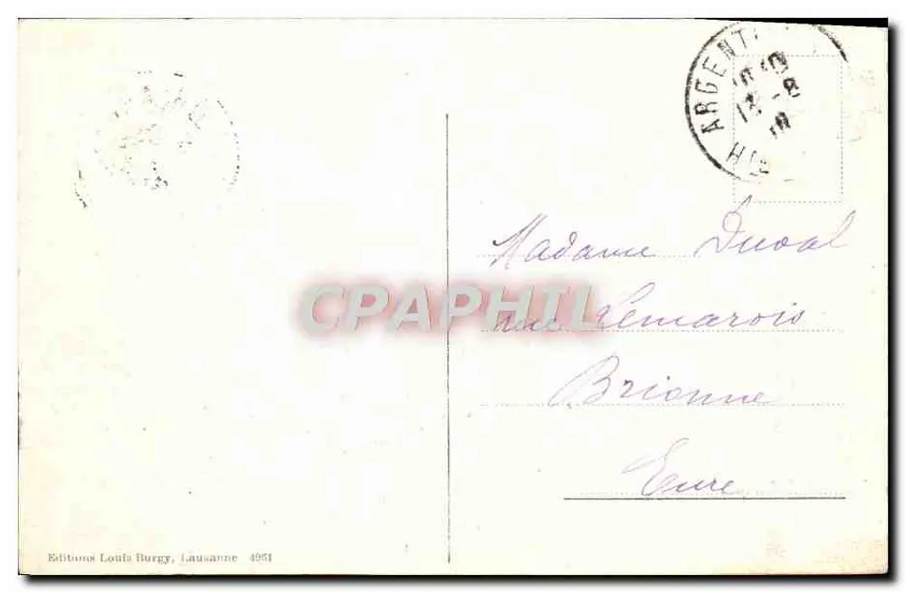 O Mont-Blanc visto do Col de Balme — n° 4961 — Éditions Loula Burgy, Lausanne - Verso