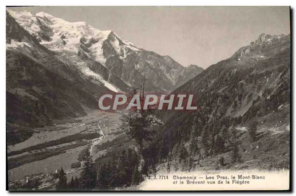 Chamonix — Les Praz, der Mont-Blanc und der Brévent von der Flégère aus gesehen — J.J. 7714 - Vorderseite