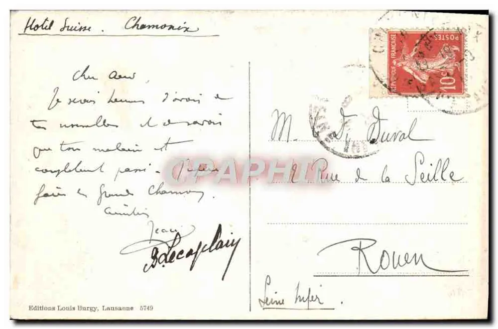 O Mont-Blanc e pirâmides — Edições Louis Burgy, n° 5749 - Verso
