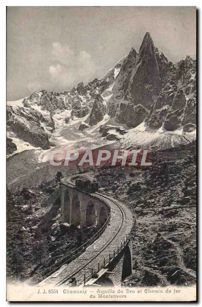 Chamonix — Aiguille du Dru und Montenvers-Bahn — J.J. 8554 - Vorderseite