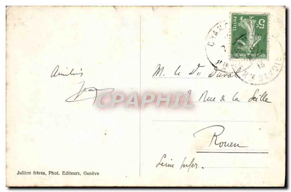 Chamonix — Aiguille du Dru und Montenvers-Bahn — J.J. 8554 - Rückseite
