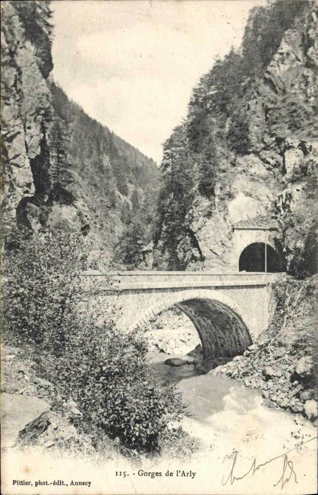 Gorges do Arly — Ponte e túnel — Pittier, fot.-edit., Annecy, n° 115 - Frente
