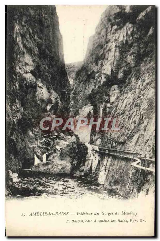 Amélie-les-Bains — Innenansicht der Gorges du Mondony — F. Salvat, Verlag in Amélie-les-Bains, Pyr.-Or. - Vorderseite