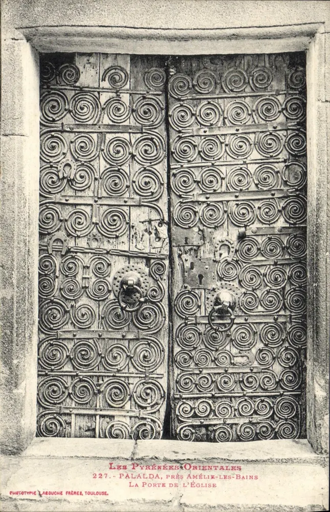 Pálalda, nahe Amélie-les-Bains — Die Kirchentür — Phototypie Labouche Frères, Toulouse, n°227 - Vorderseite