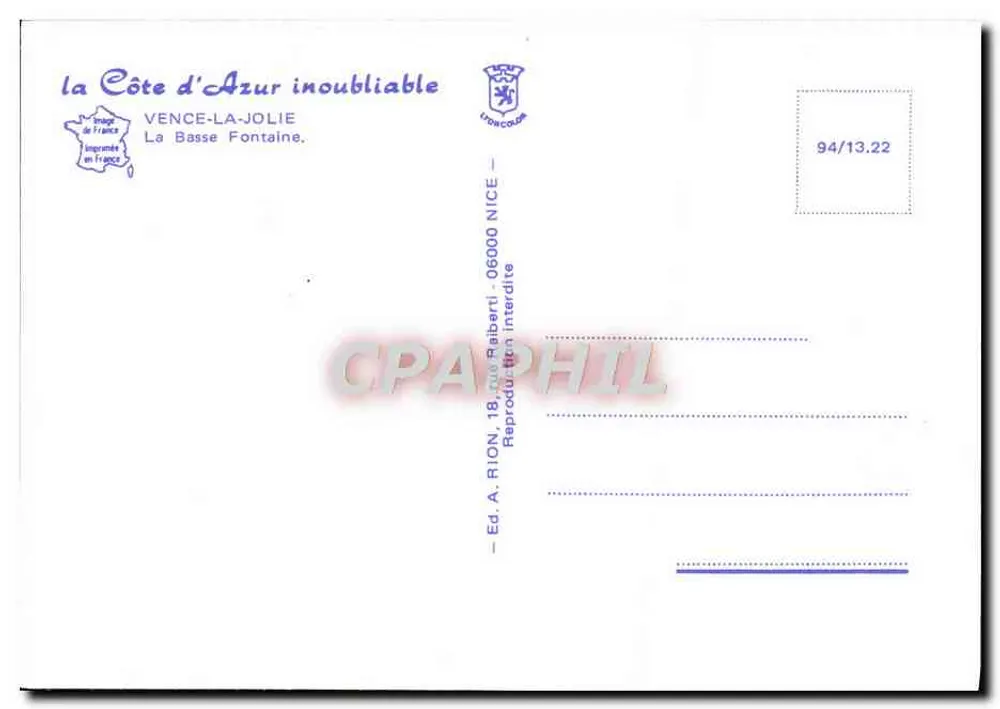 A Basse Fontaine — Vence — editor Rion - Verso