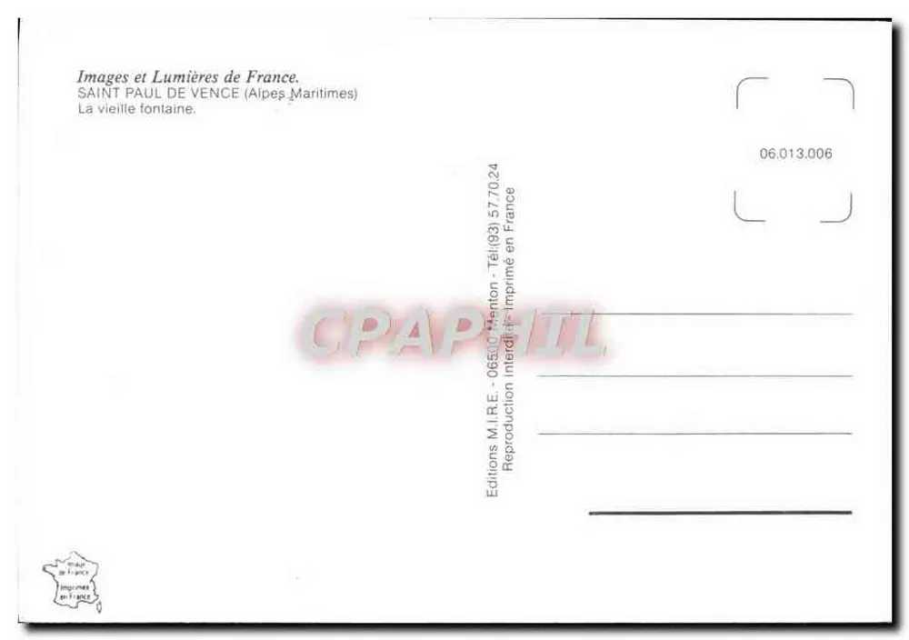 Saint-Paul-de-Vence — La vieille fontaine — Éditions M.I.R.E. - Verso