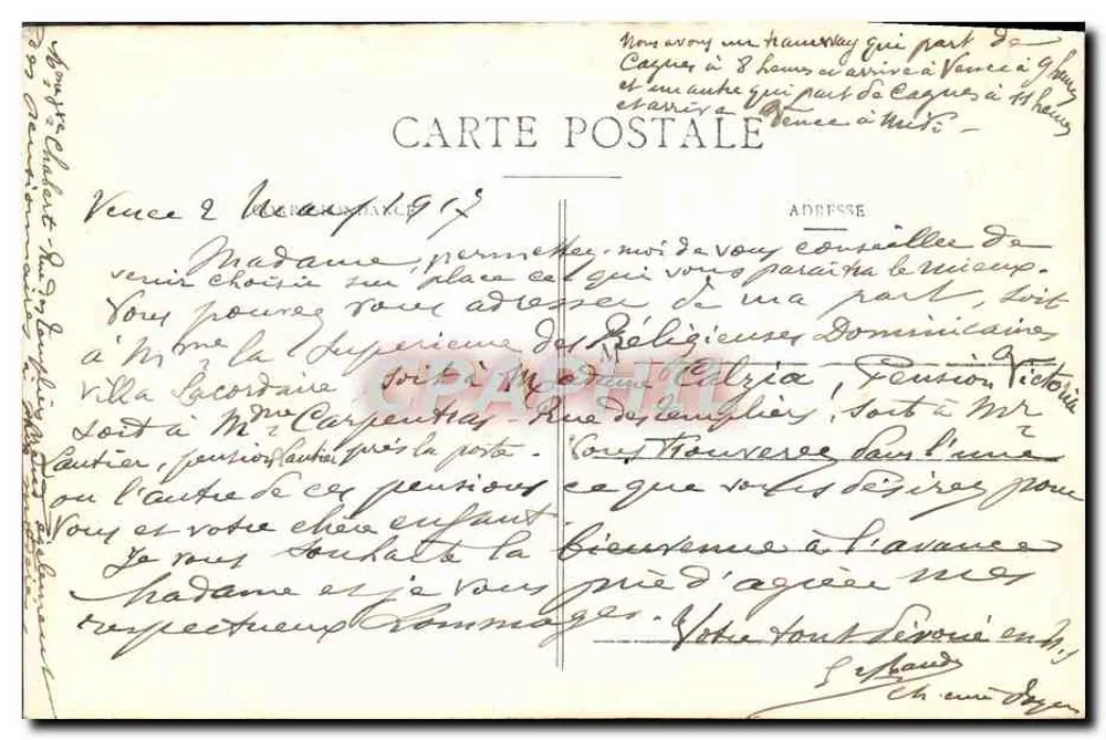 VENCE — Buste primitif de Saint-Véran évêque de Vence (451-402) — éditeur non visible - Verso