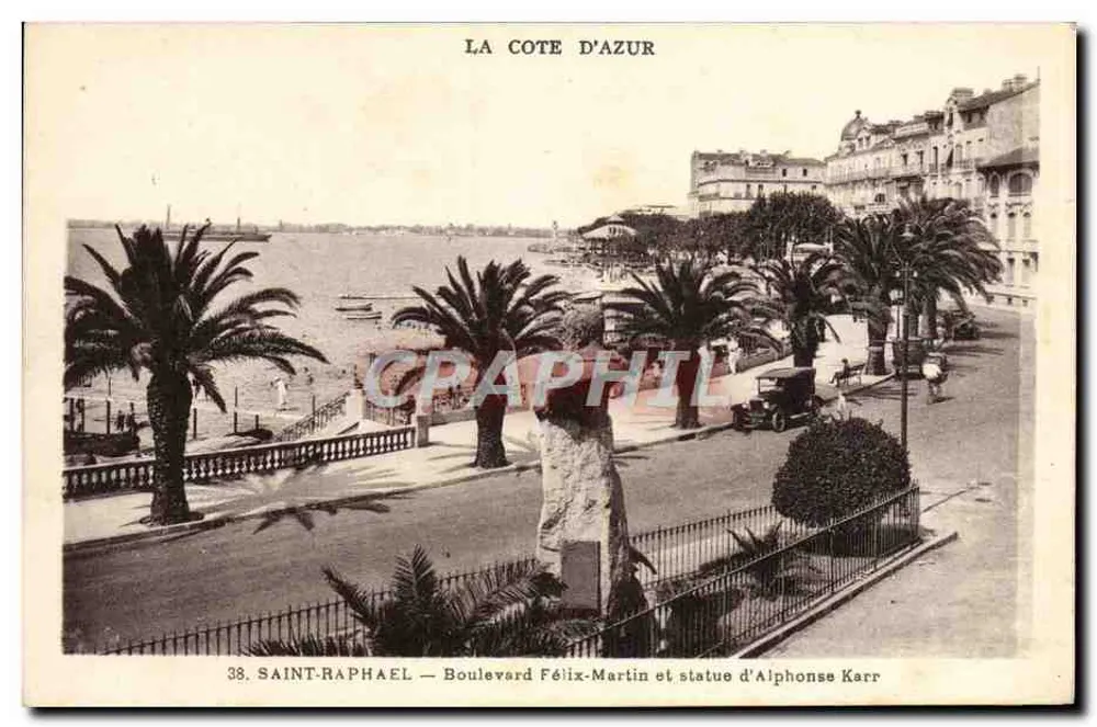 Saint-Raphaël — Boulevard Félix-Martin et statue d'Alphonse Karr - Recto