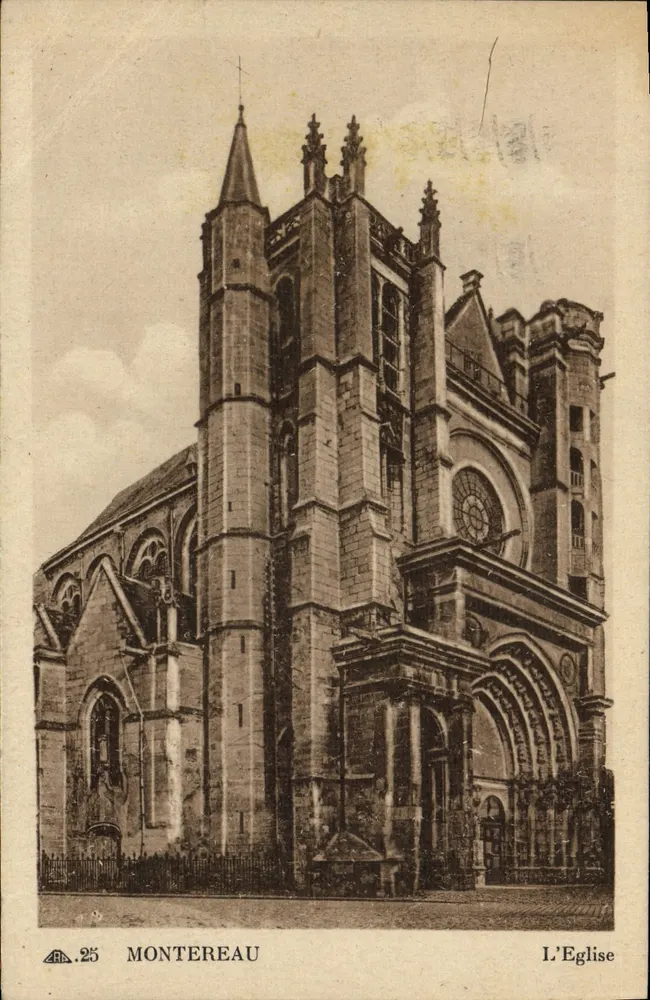 Montereau — De Kerk — Antieke ansichtkaart n°25, uitgever Cie des Arts Mécaniques - Voorkant