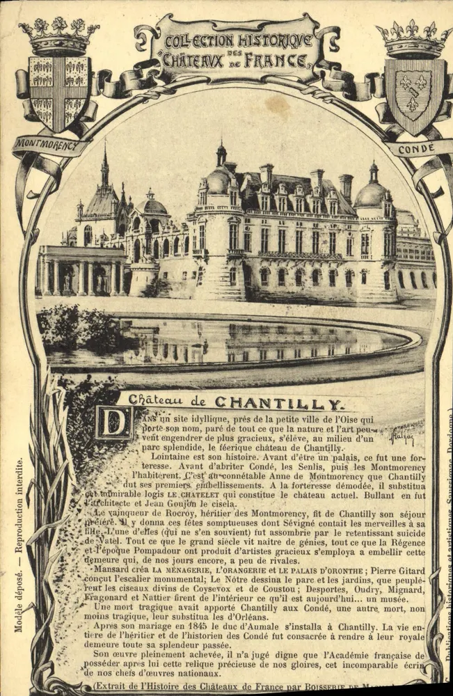 Castelo de Chantilly — Coleção Histórica dos Castelos da França — Montmorency - Frente