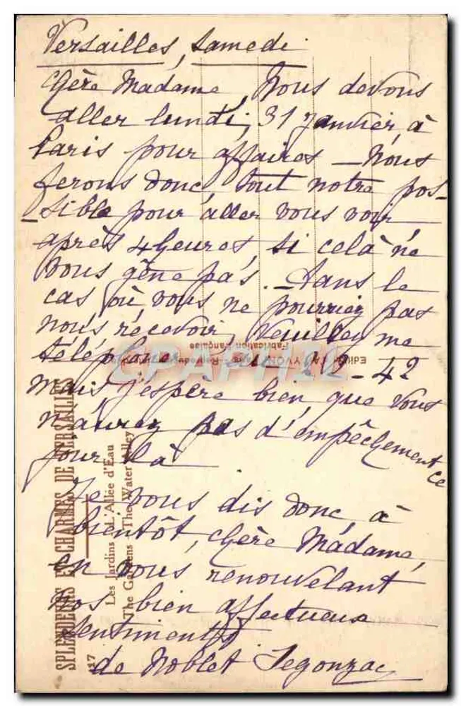 Gärten der Champs-Élysées — Allée d'Eau — Verlag Yvon - Rückseite