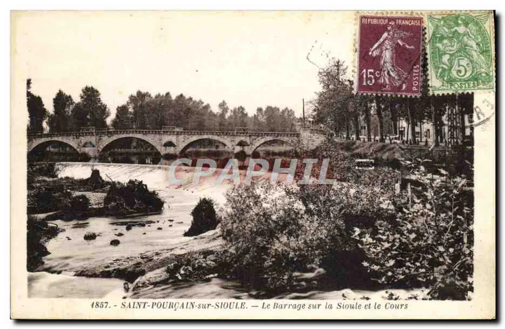 Saint-Pourçain-sur-Sioule — Der Staudamm auf der Sioule und der Kurs — Edition La Cigogne, Place de l'Hôtel de Ville - Viby - Vorderseite