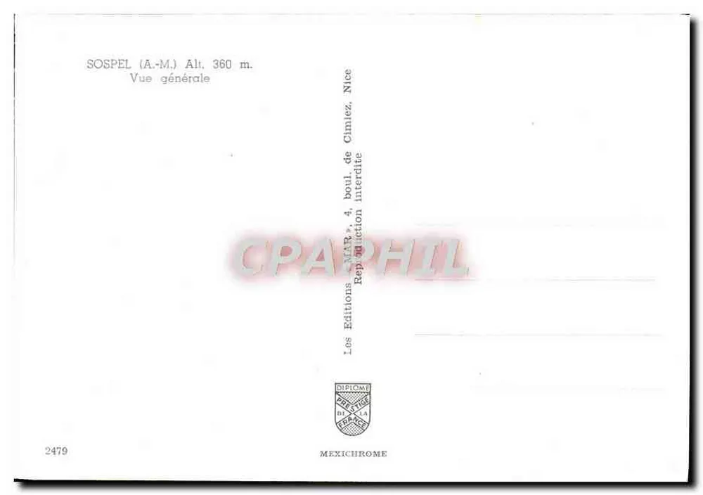Sospel (A.-M.) — Vista geral — Les Editions Diplôme, Nice - Verso